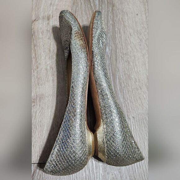 Jimmy Choo Lame Finlay Silver Champagne Glitter Mesh Ballet Flats Sz 39.5 - Picture 9 of 9
